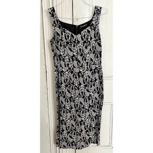 Dolce & Gabbana Black/White Floral Crepe Sheath Dress